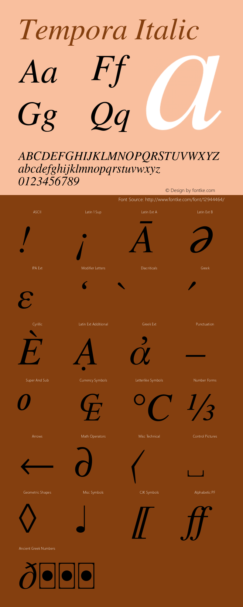 Tempora Italic Version 1.0 Font Sample