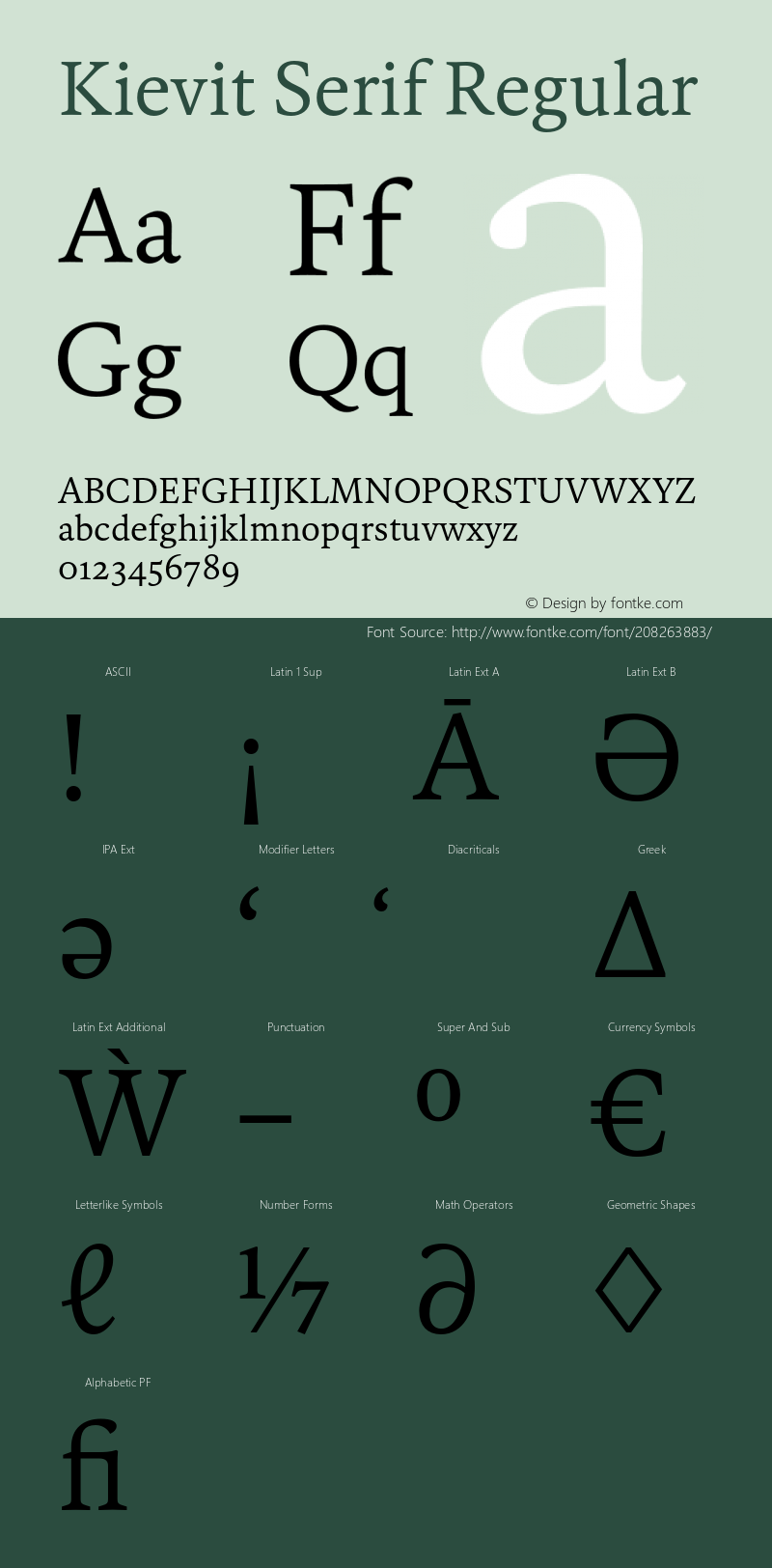 Kievit Serif Version 7.700, build 1040, FoPs, FL 5.04图片样张