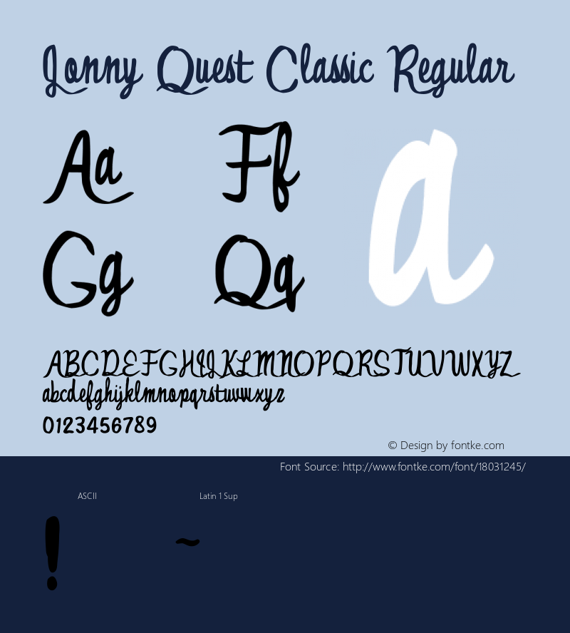 Jonny Quest Classic Regular 1.0 March 4, 2005 Font Sample