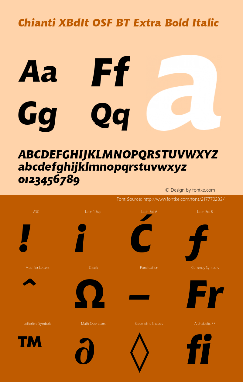 Chianti XBdIt OSF BT Extra Bold Italic Version 1.01 emb4-OT图片样张