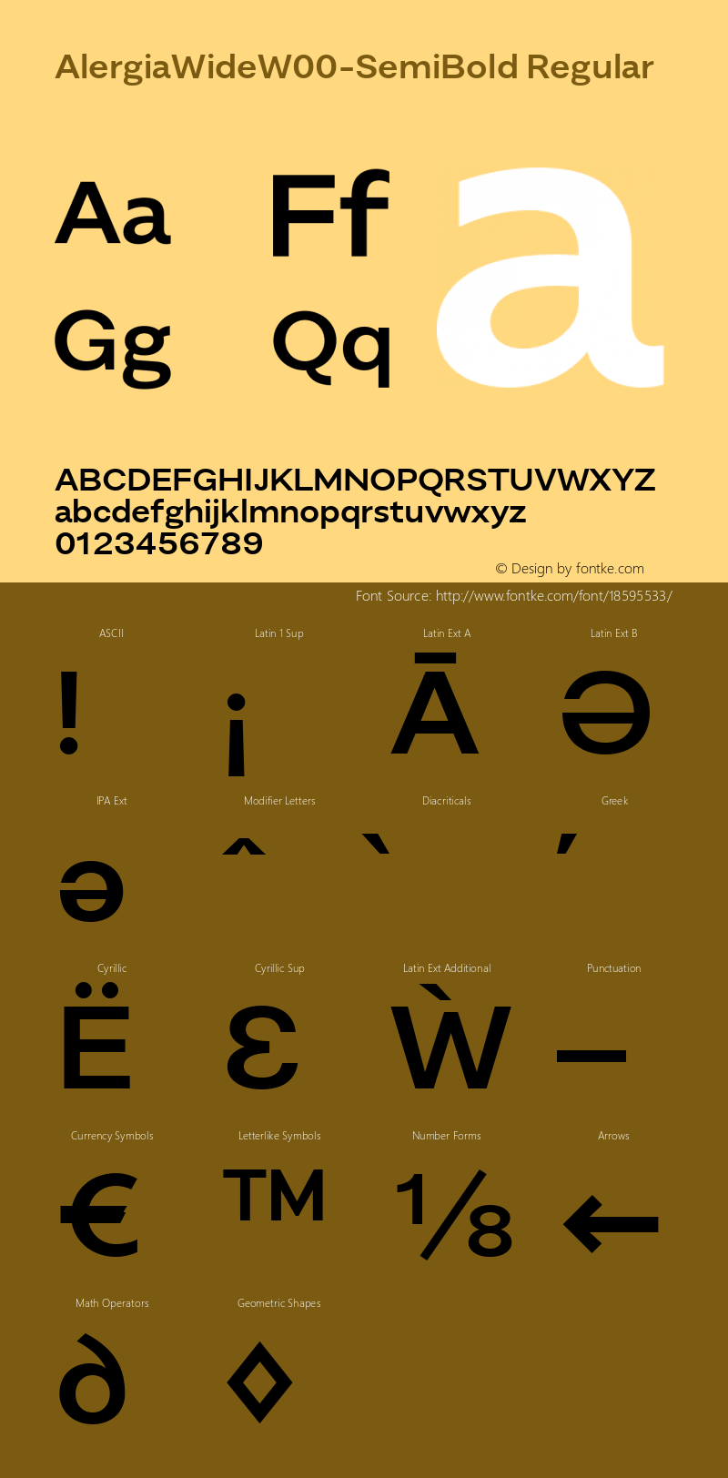 AlergiaWideW00-SemiBold Regular Version 1.00 Font Sample