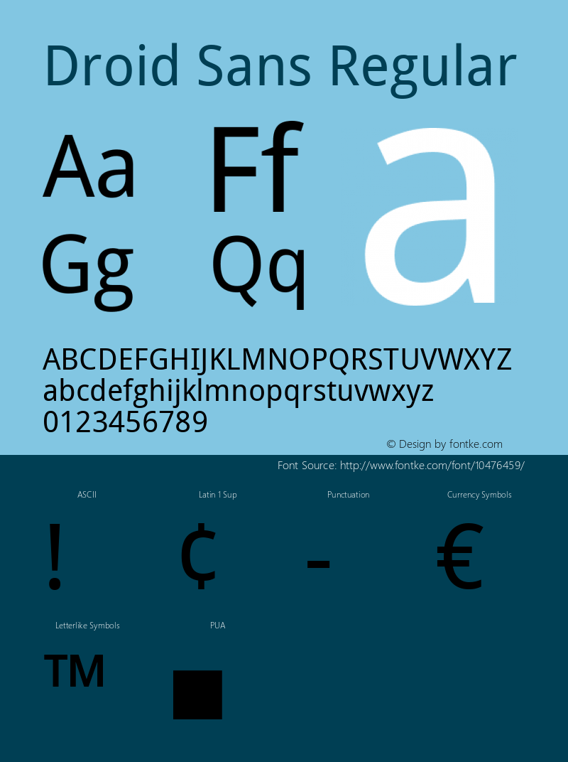 Droid Sans Regular Version 1.00 build 113 Font Sample