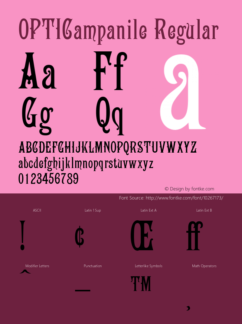 OPTICampanile Regular Version 001.000 Font Sample