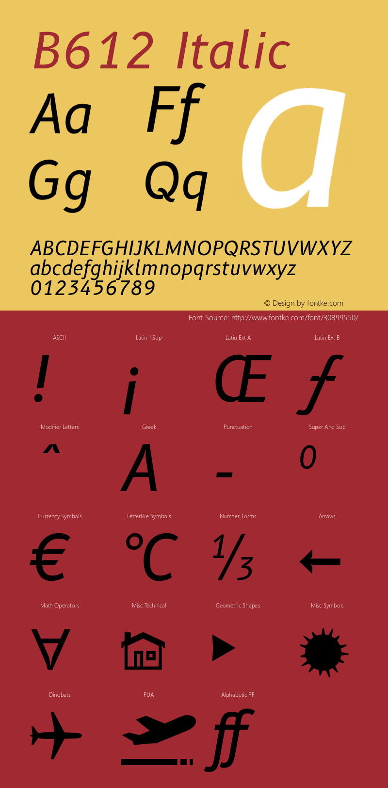 B612 Italic Version 1.008 Font Sample