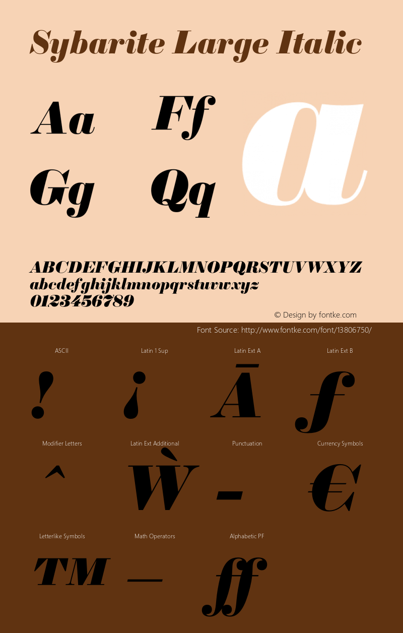 Sybarite Large Italic Version 1.001 Font Sample