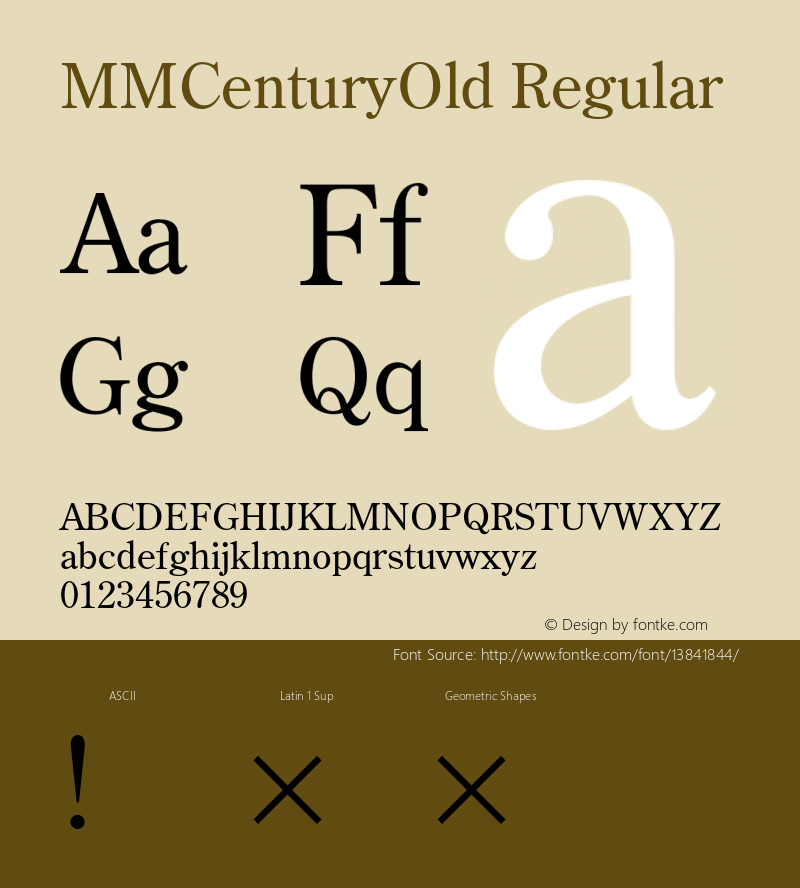 MMCenturyOld Regular Version 3.100;PS 001.000;hotconv 1.0.38;makeotf.lib1.6.5960 Font Sample