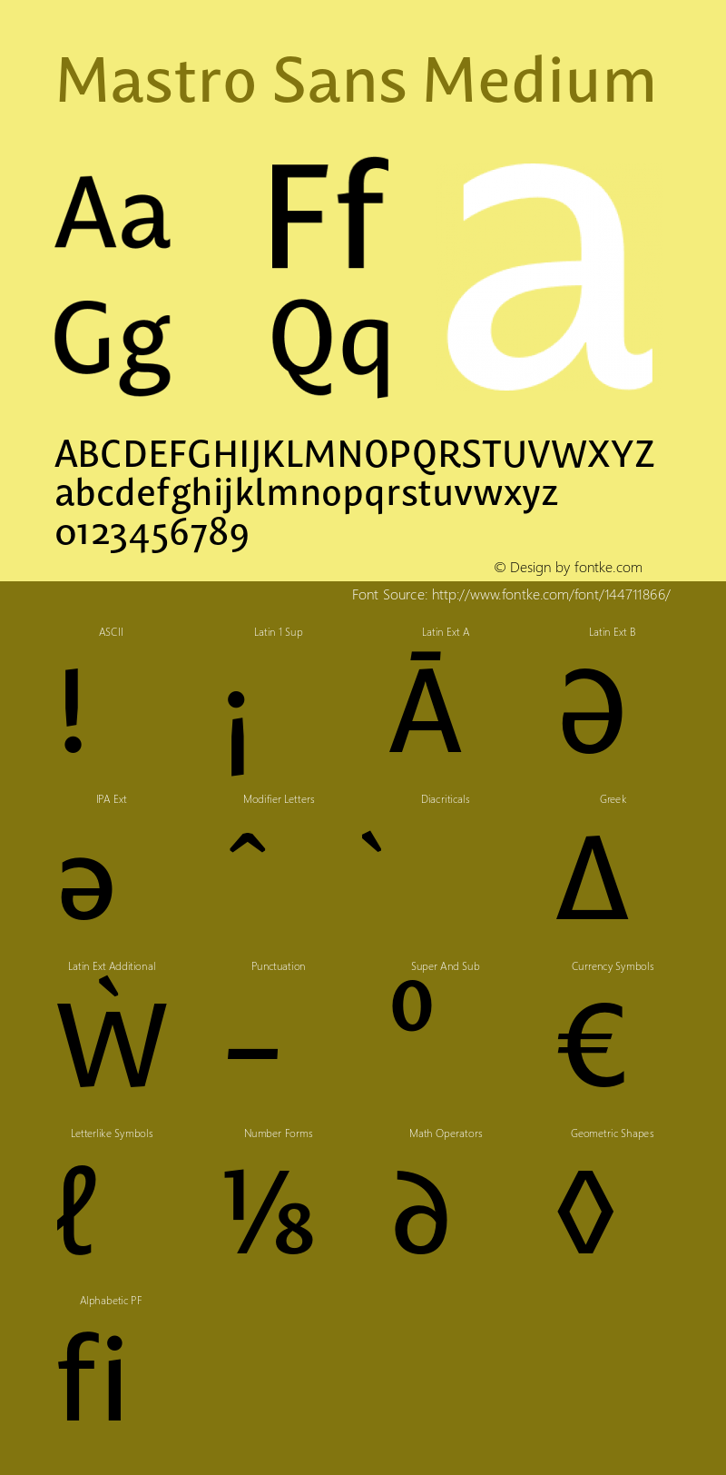 Mastro Sans Medium Version 1.000;PS 001.000;hotconv 1.0.88;makeotf.lib2.5.64775 Font Sample