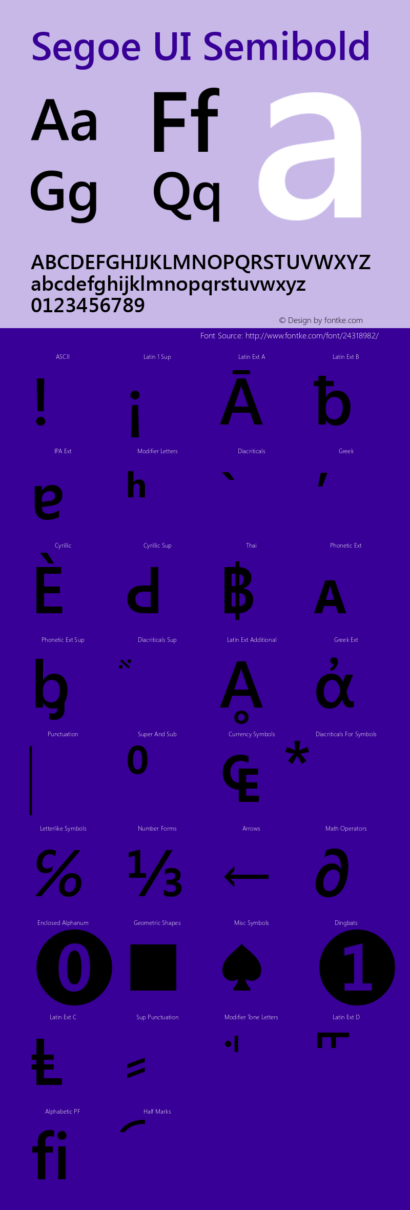 Segoe UI Semibold Version 5.00 Font Sample