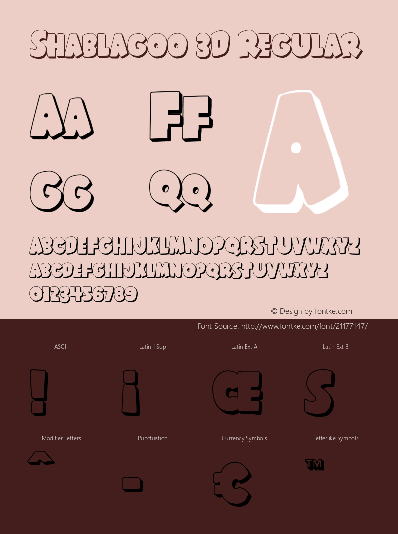 Shablagoo 3D Version 1.0; 2015 Font Sample