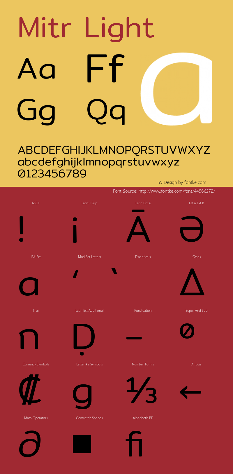 Mitr Light Version 1.003 Font Sample