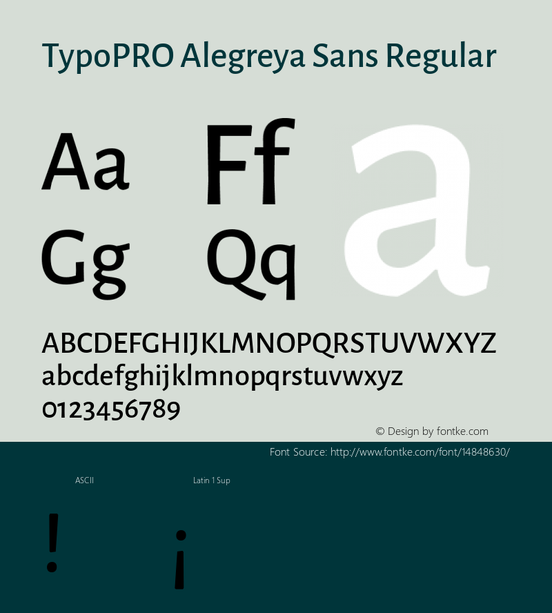 TypoPRO Alegreya Sans Regular Version 1.000;PS 001.000;hotconv 1.0.70;makeotf.lib2.5.58329 DEVELOPMENT Font Sample