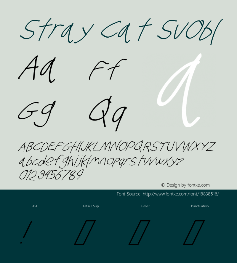 Stray Cat SuObl Version 1.0 Font Sample