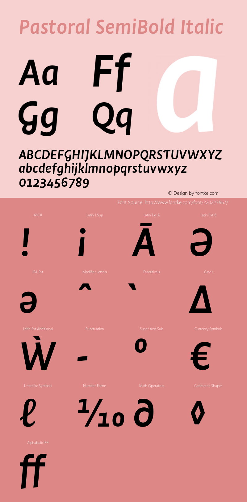 Pastoral SemiBold Italic Version 1.00图片样张