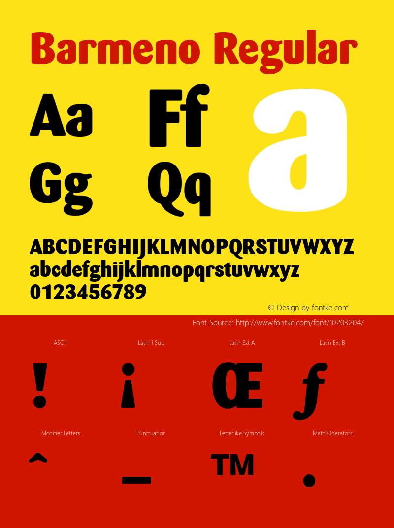 Barmeno Regular Version 001.000 Font Sample