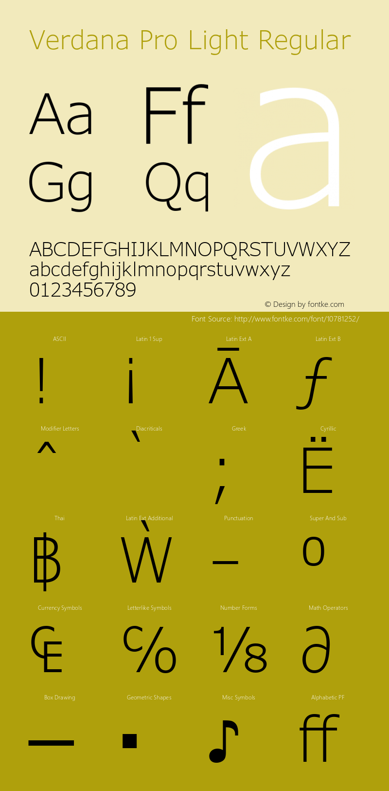 Verdana Pro Light Regular Version 6.11 Font Sample