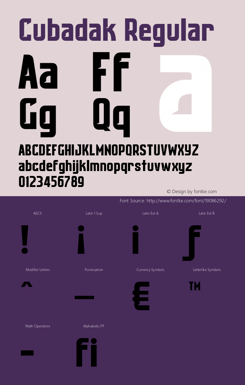 Cubadak Regular Unknown Font Sample