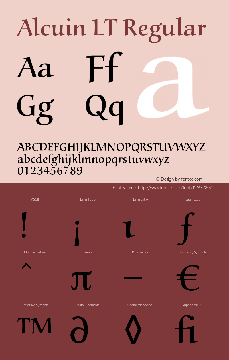 Alcuin LT Regular Version 001.000 Font Sample