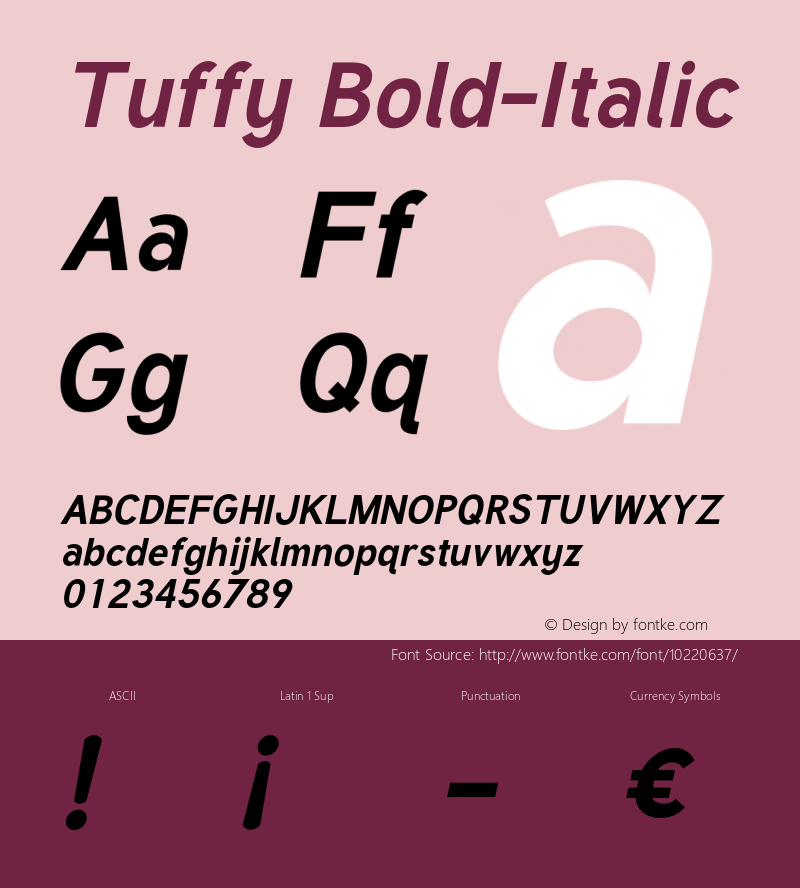 Tuffy Bold-Italic Version 001.100 Font Sample