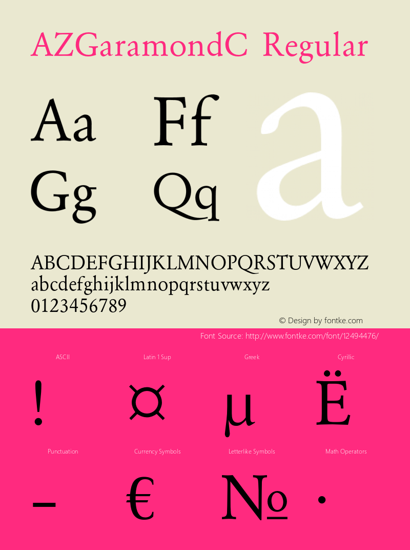 AZGaramondC Regular OTF 1.0;PS 001.010;Core 116;AOCM 1.0 28 Font Sample