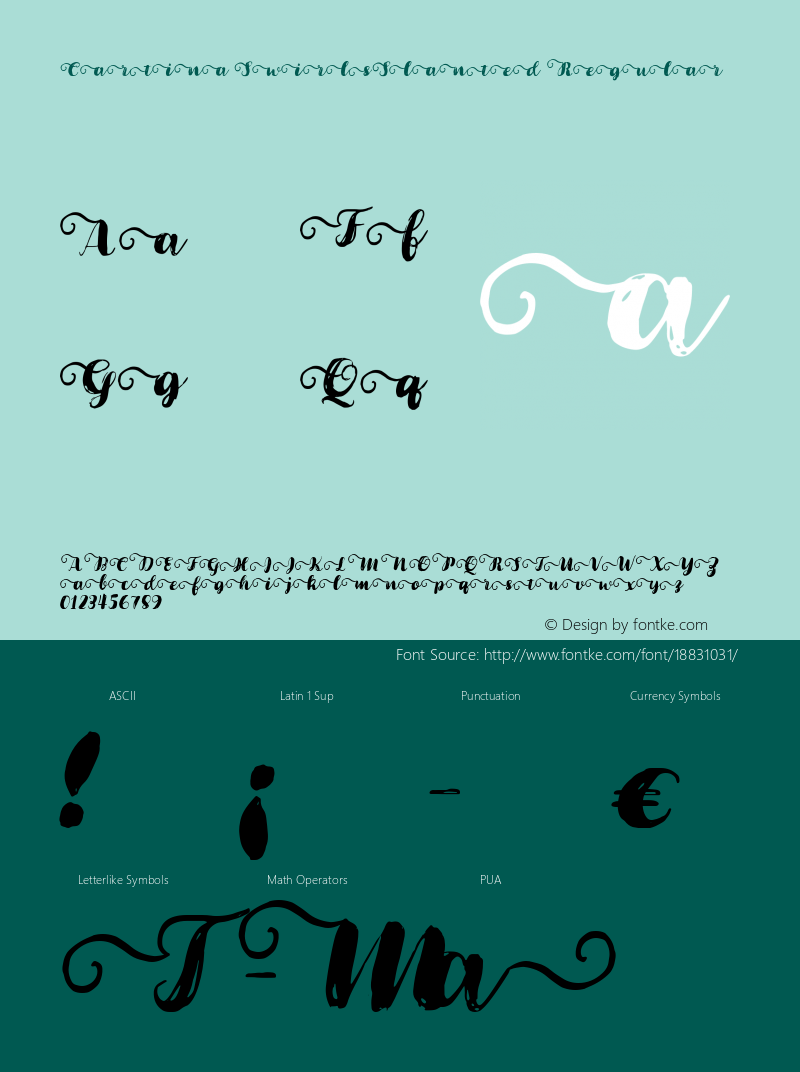 Cartina SwirlsSlanted Regular Version 1.000 Font Sample