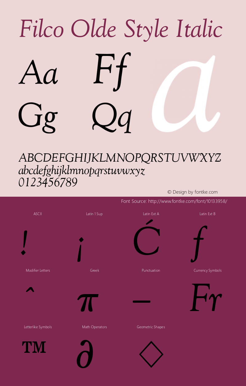 Filco Olde Style Italic 1.0.1 Font Sample