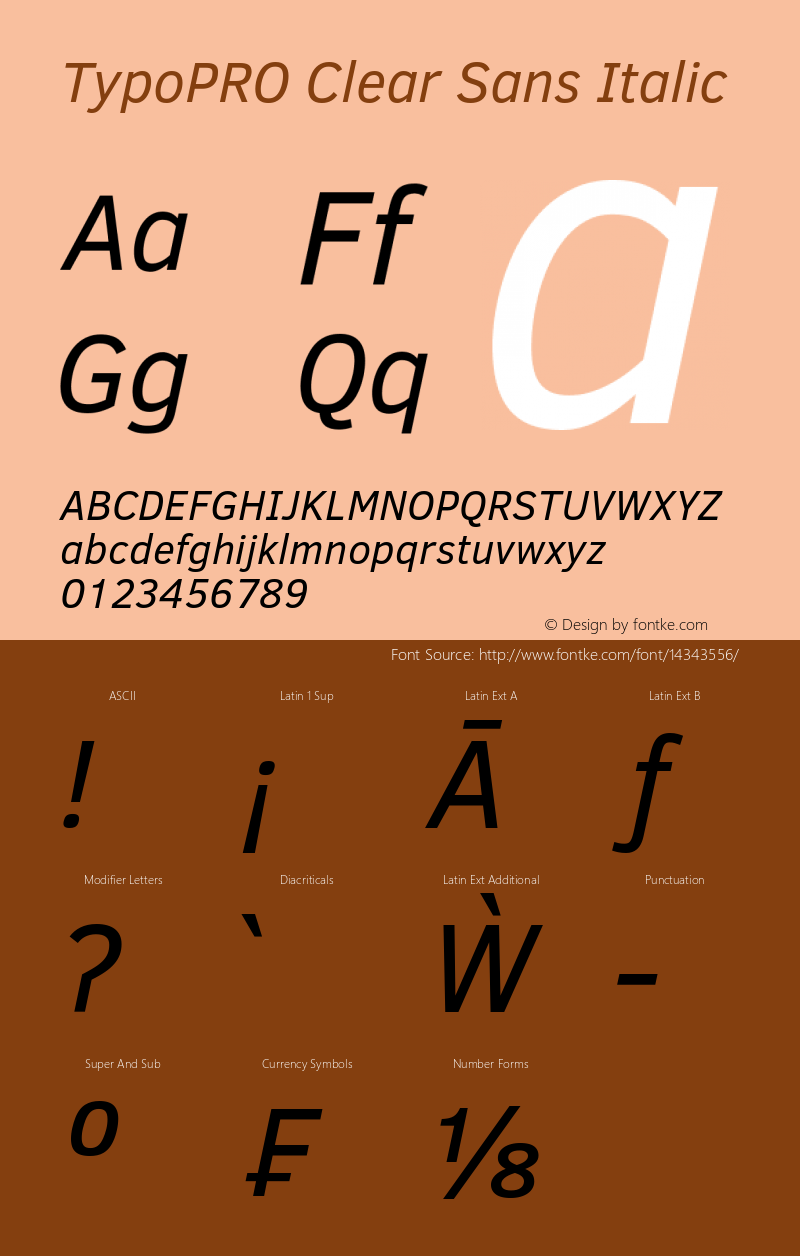 TypoPRO Clear Sans Italic Version 1.00 Font Sample