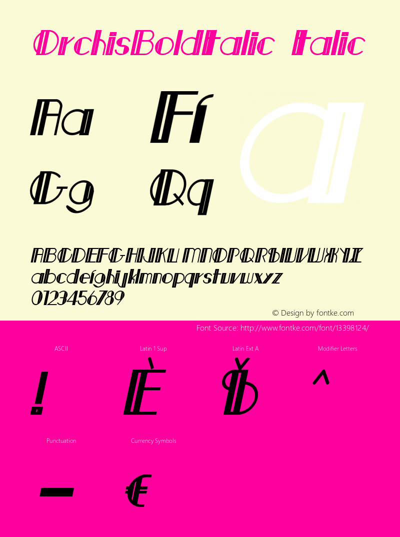 OrchisBoldItalic Italic Version 1.000 2006 initial release Font Sample