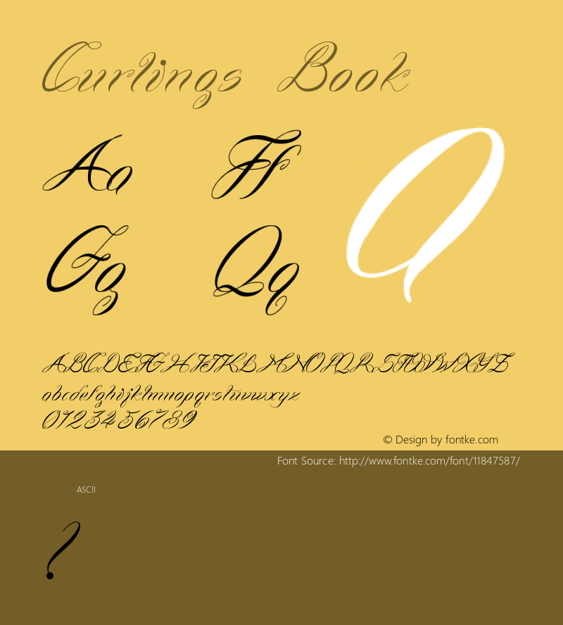 Curlings Book Version 1.001 2012 Font Sample