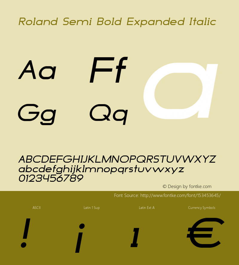 Roland Semi Bold Expanded Italic Version 1.000 Font Sample