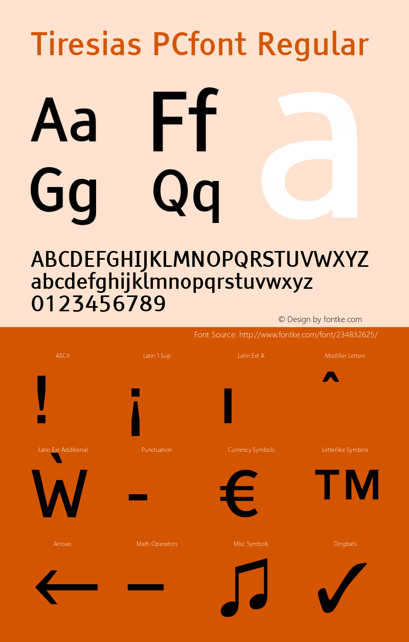 Tiresias PCfont Version 1.0; 2000; initial release图片样张