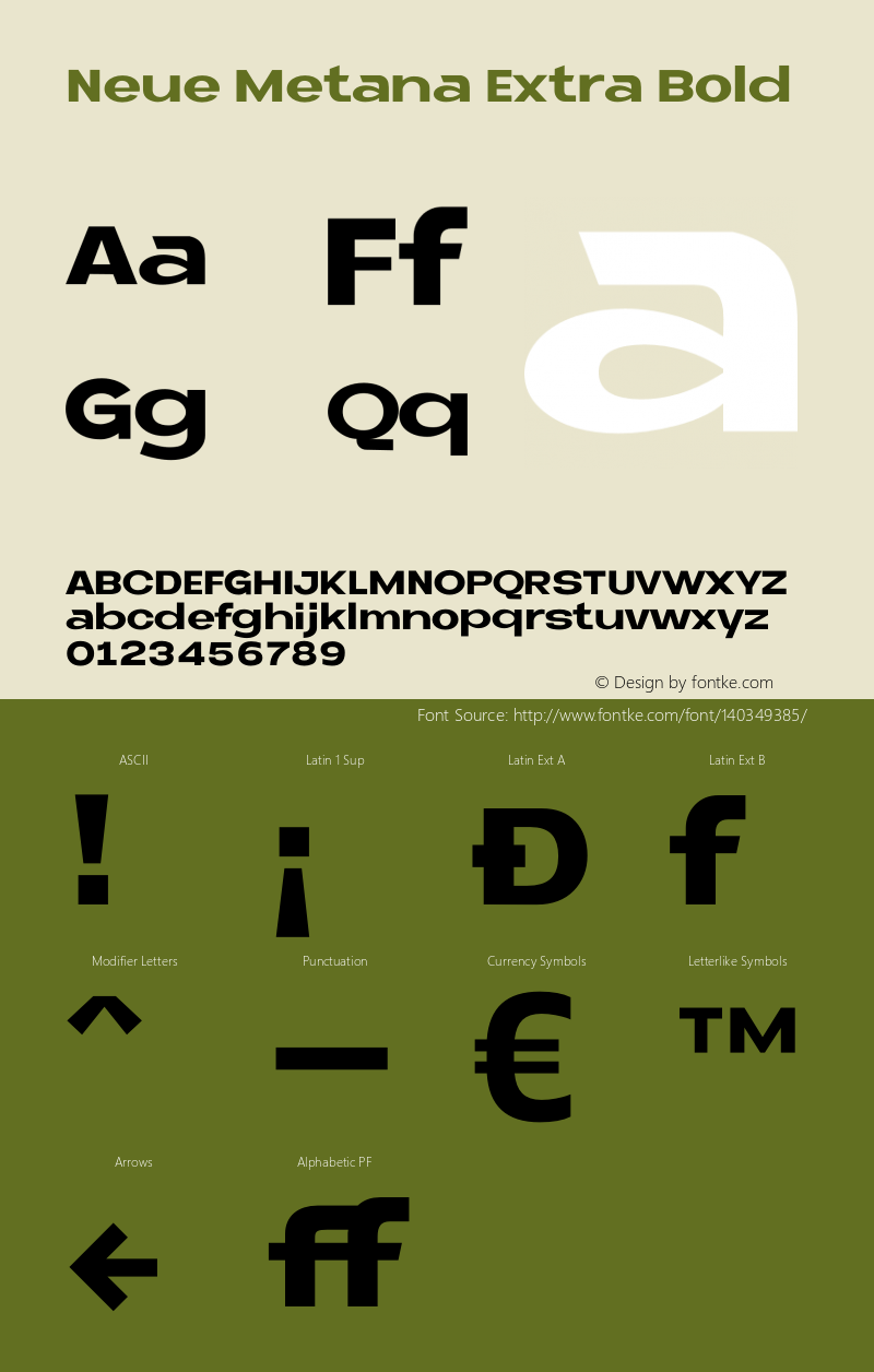 NeueMetana-ExtraBold Version 1.000 | wf-rip DC20200205 Font Sample