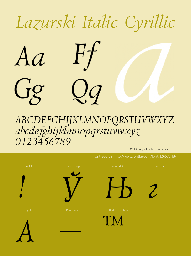 Lazurski Italic Cyrillic 001.000 Font Sample