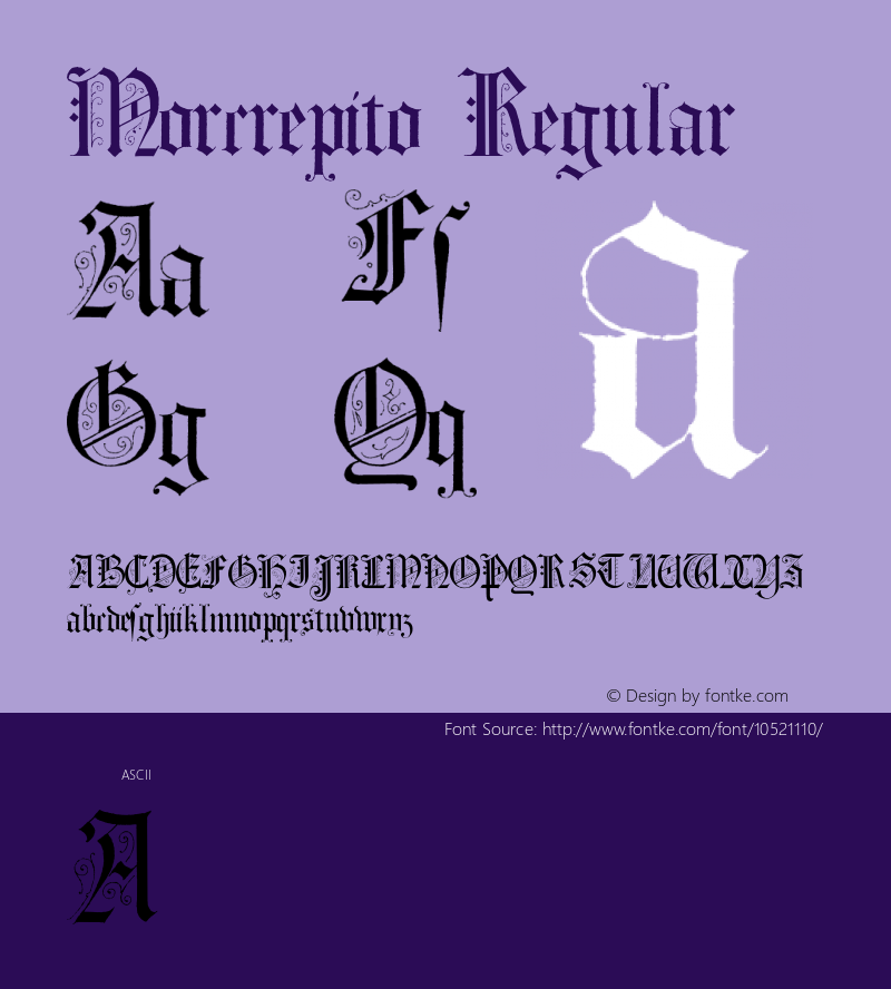 Morcrepito Regular Version 2.000 2013 initial release Font Sample