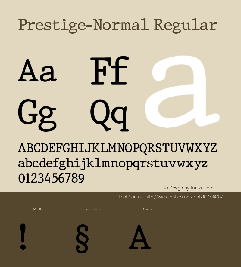 Prestige-Normal Regular Converted from c:\windows\system\PRESTIGN.TF1 by ALLTYPE Font Sample