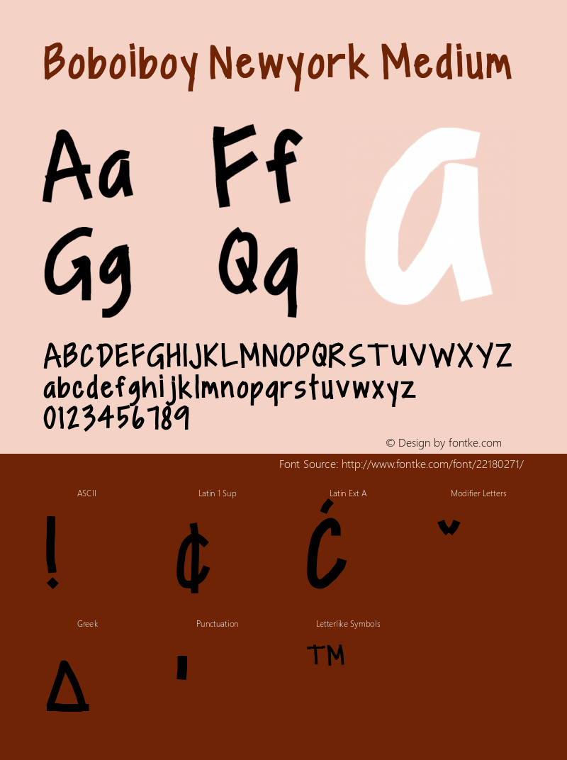 BoboiboyNewyork-Medium Version 1.000 Font Sample