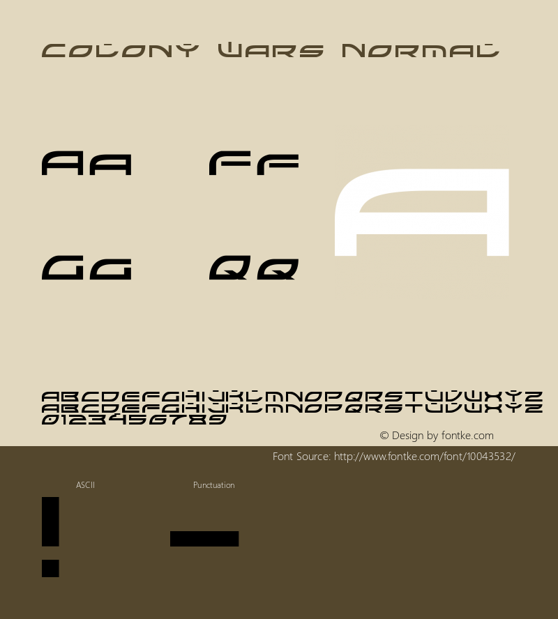 Colony Wars Normal Unknown Font Sample