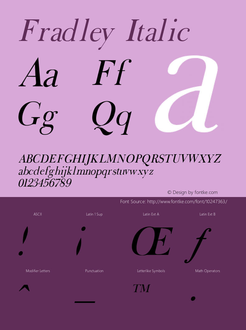 Fradley Italic Version 1.00 Font Sample