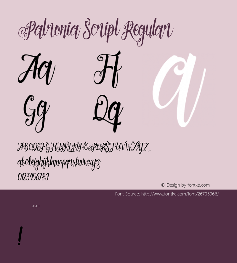 Patronia Script Version 1.000 Font Sample