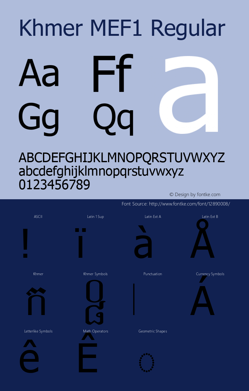 Khmer MEF1 Regular 1.00 June 15, 2006 Font Sample