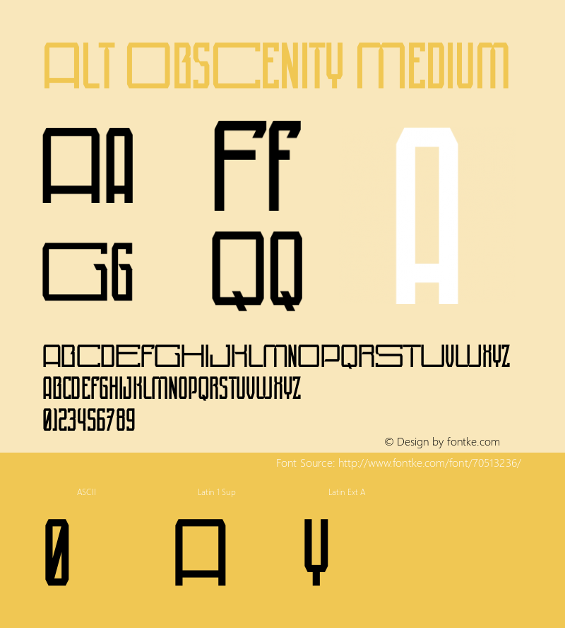 Alt ObsCenitY Medium Version 1.001;Fontself Maker 3.5.1 Font Sample