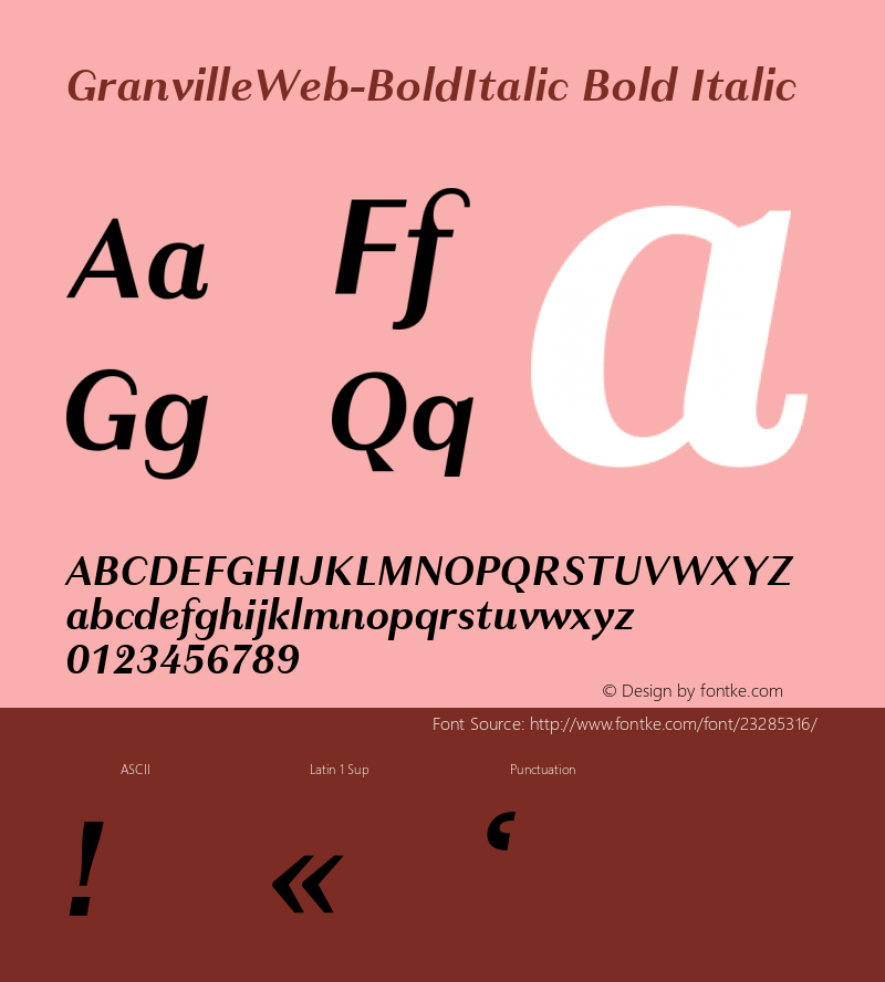 GranvilleWeb-BoldItalic Version 1.002;PS 1.2;hotconv 1.0.72;makeotf.lib2.5.5900 Font Sample
