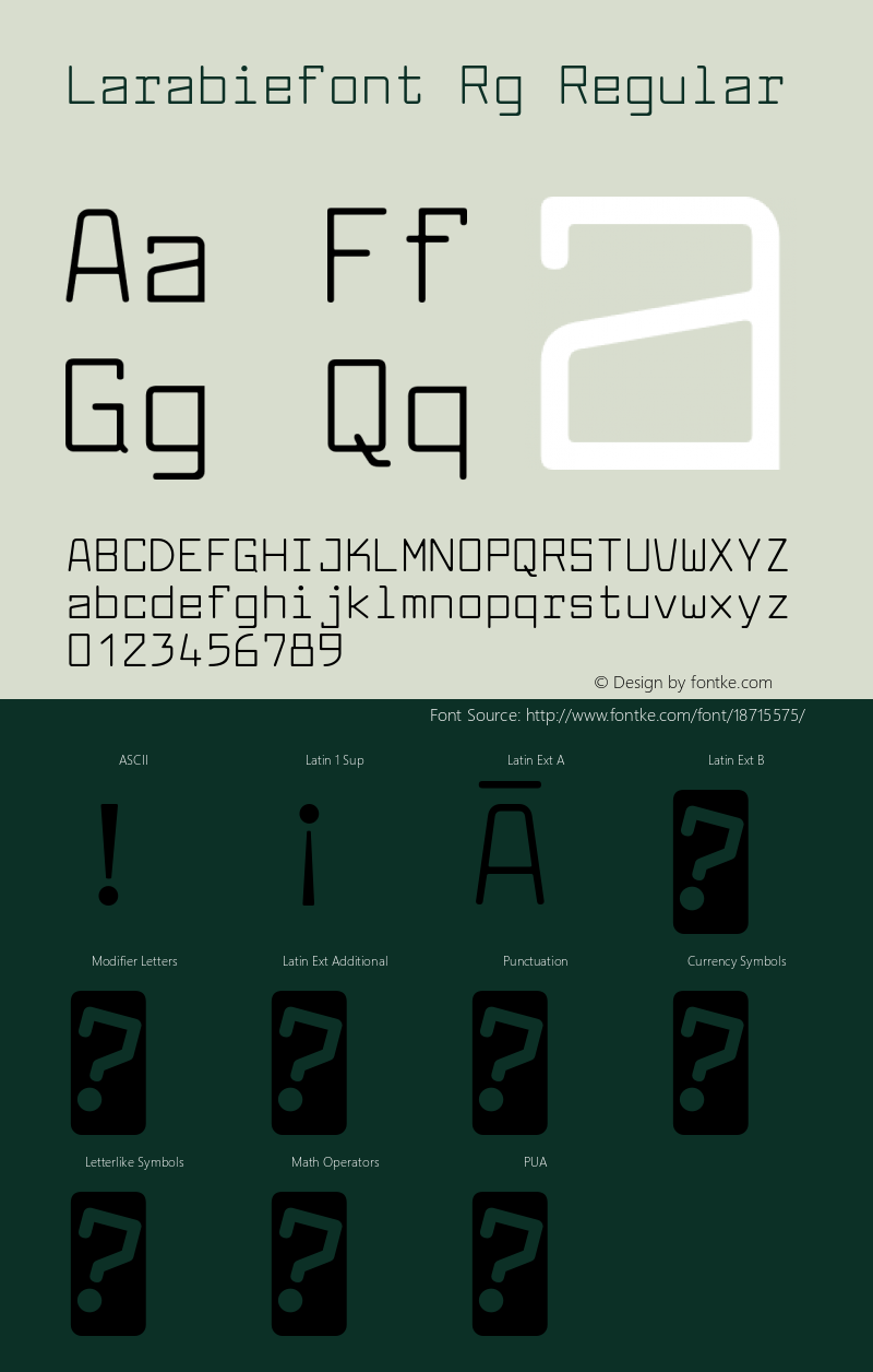 Larabiefont Rg Regular Version 2.301 Font Sample