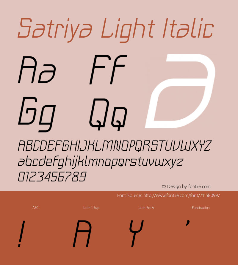 Satriya Light Italic Version 1.000;Fontself Maker 3.5.1 Font Sample