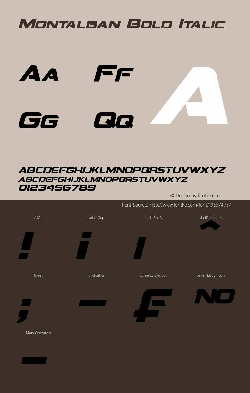 Montalban Bold Italic Version 1.20 February 28, 2015 Font Sample