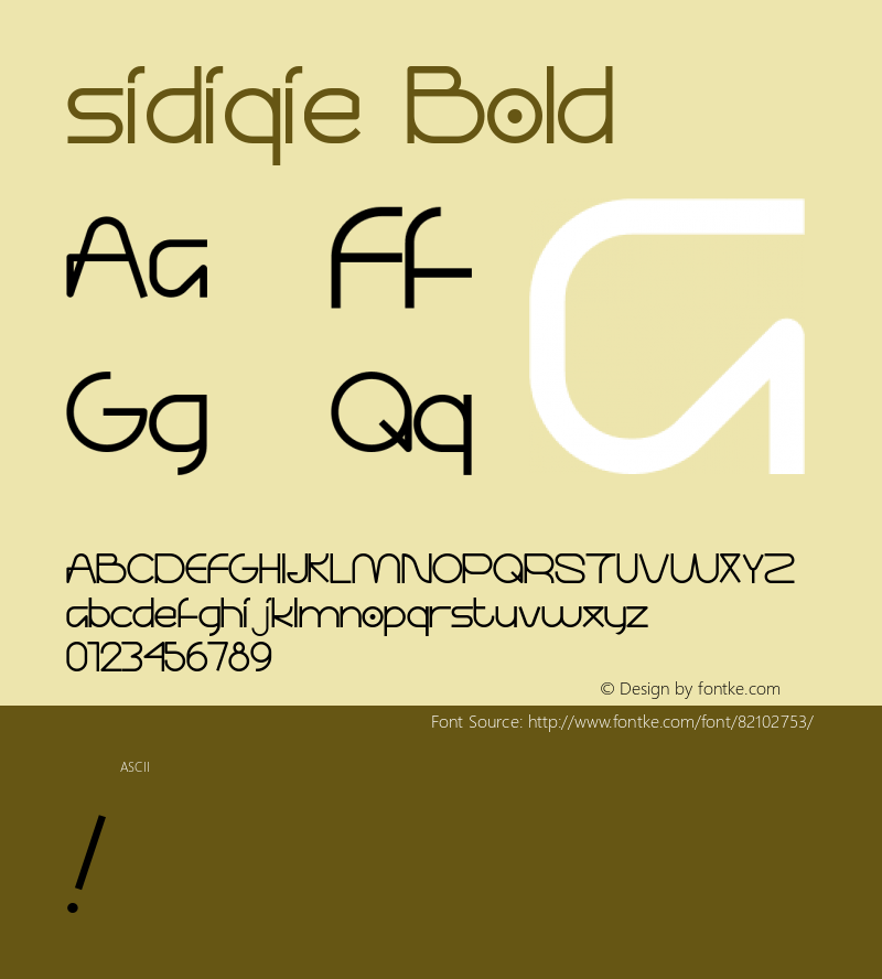 sidiqie Bold Version 1.000 Font Sample