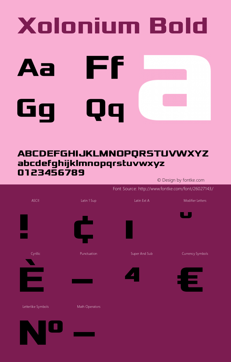 Xolonium Bold Version 4.1 Font Sample