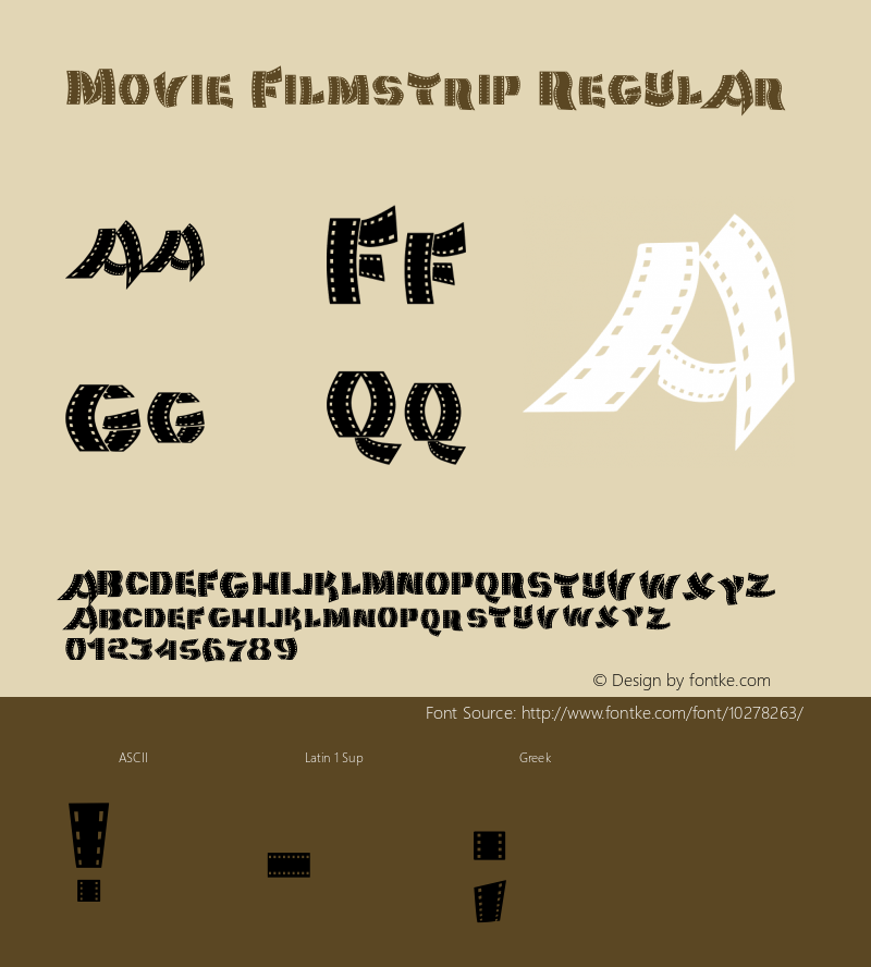 Movie Filmstrip Regular Version 1.0July 3, 2010 Font Sample