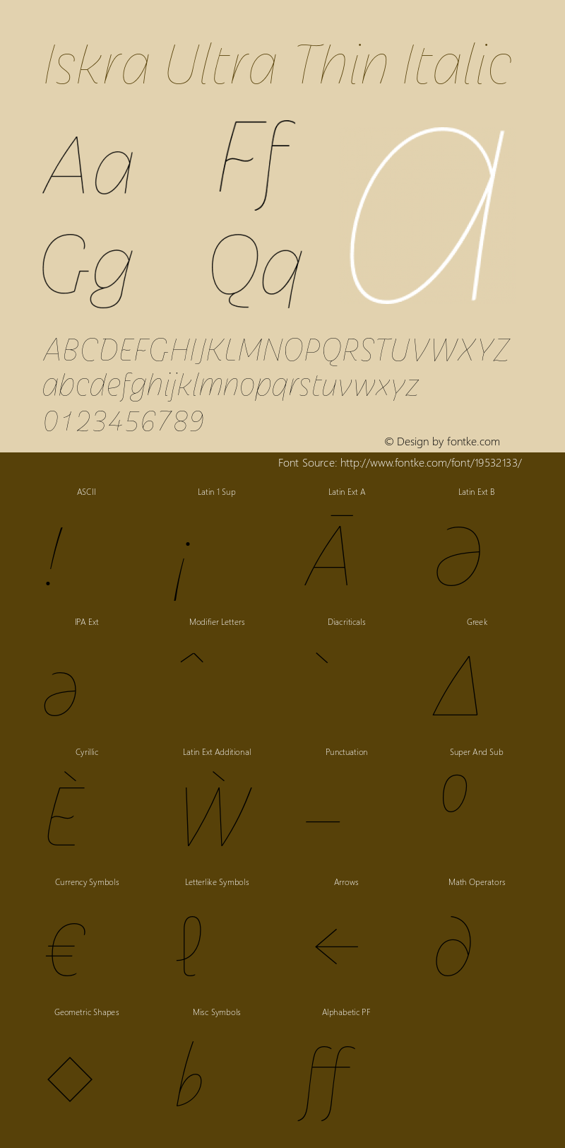 Iskra-UltraThinItalic Version 1.000 Font Sample