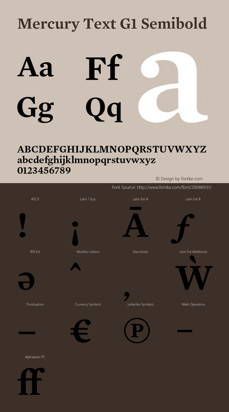 MercuryTextG1-Semibold Version 1.201 Font Sample