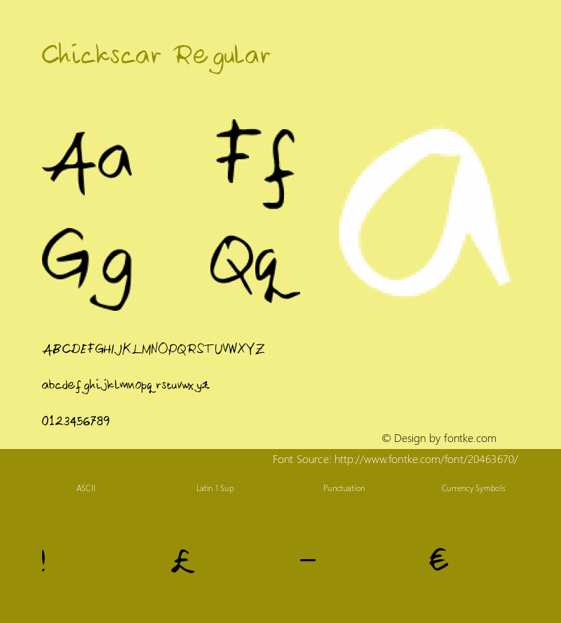 Chickscar Version 1.0 Font Sample